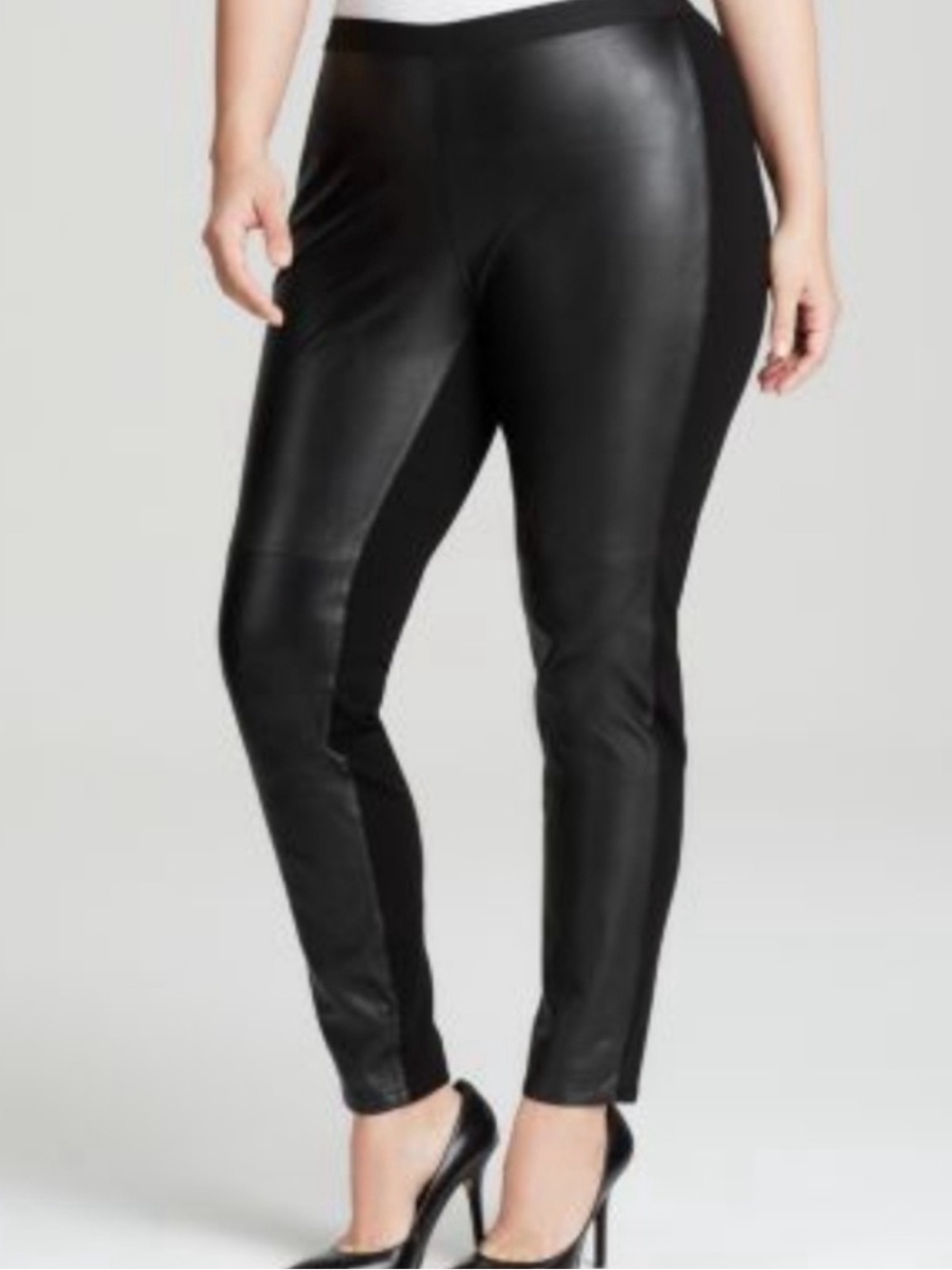 Eileen Fisher Black Front Real Leather Pants Size XL